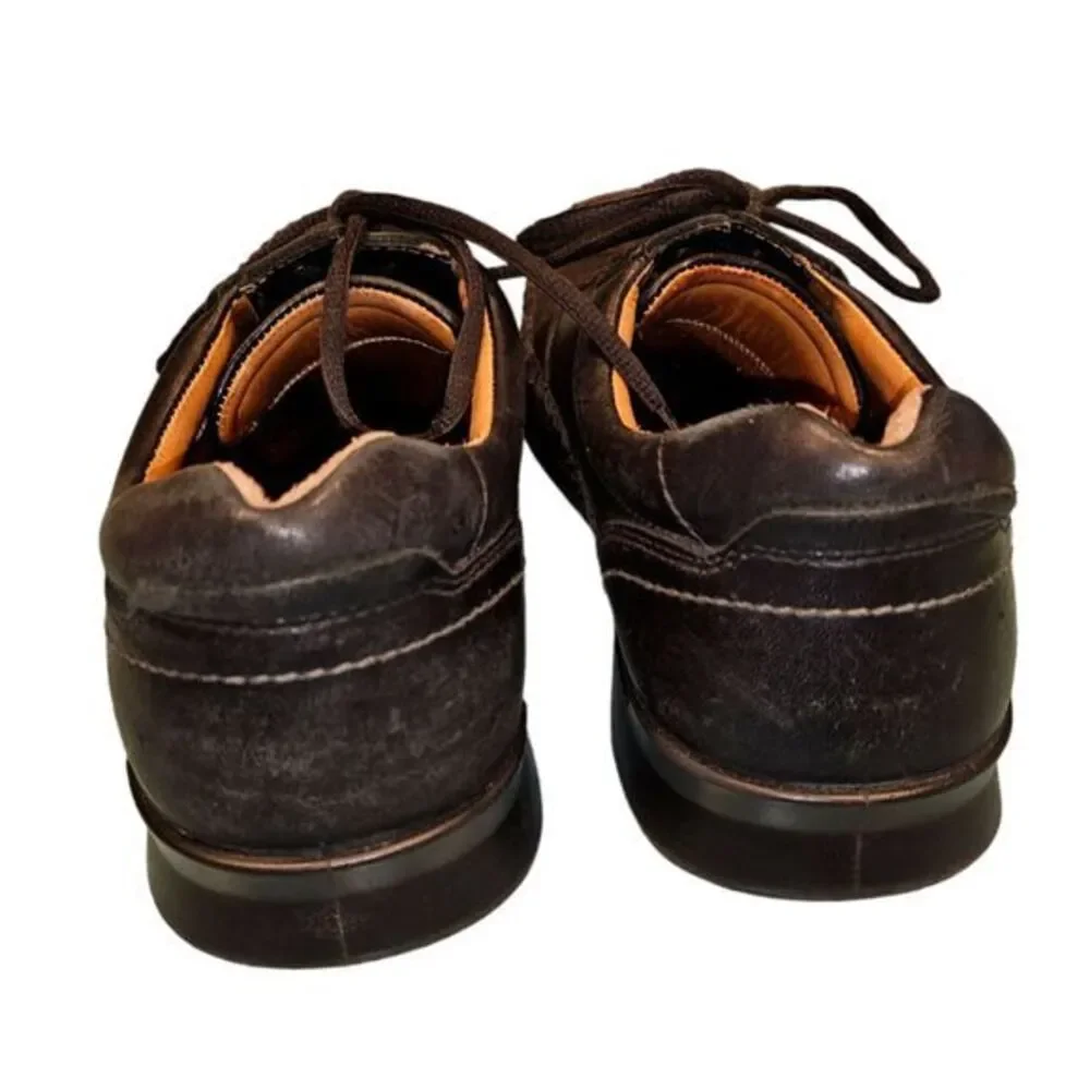 ECCO BLACK LEATHER LACE‎ UP OXFORDS STITCHED SIZE 10